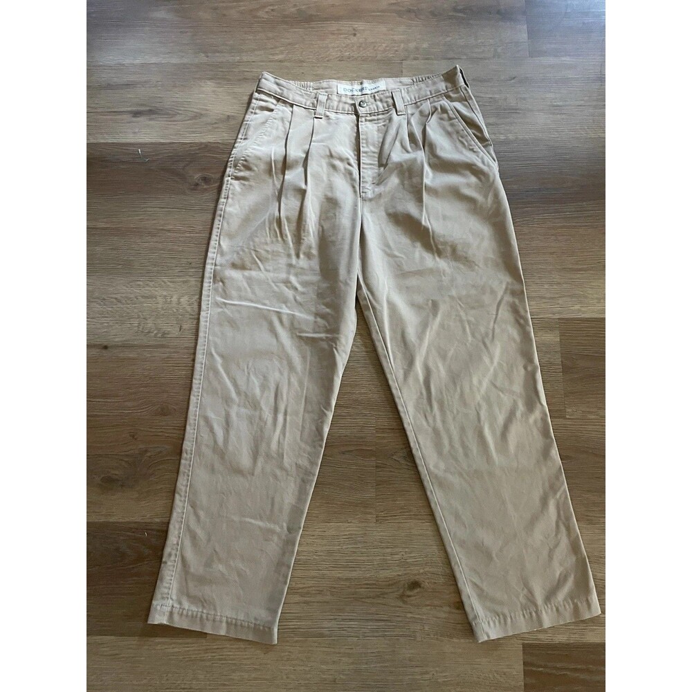 Dockers Men's Khakis Classic Fit Beige Solid Cotton Pants Waist 32